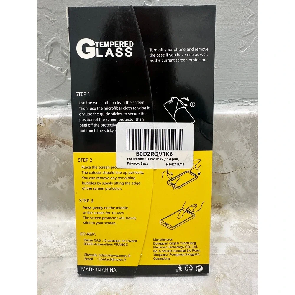 NEWC‎ 9H Tempered Glass Screen Protector iPhone 13 Pro Max 13 Plus Privacy 3pcs